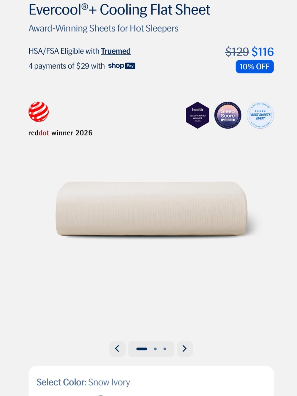 Rest Evercool+ Cooling Flat Sheet — Snow Ivory